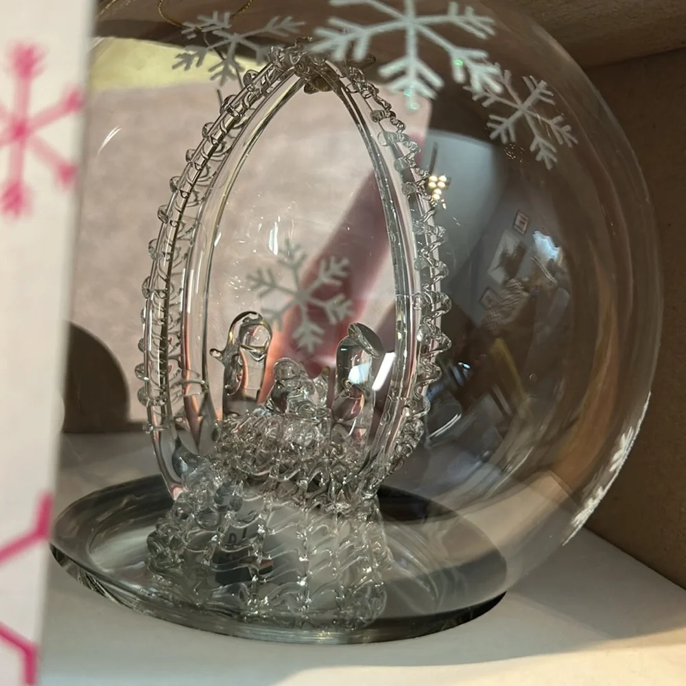 Robert Stanley Glass Nativity Ornament with Color-Changing LED